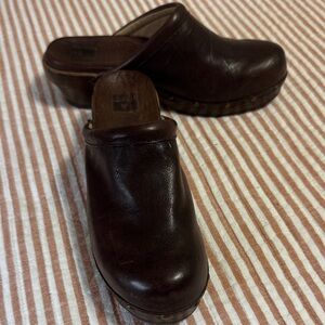 Frye Dark Brown Leather Mules